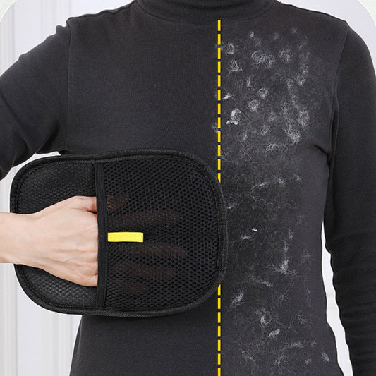 pet hair remover mitt on clothing